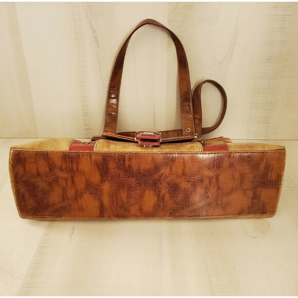 Naturalizer Brown/Red faux leather shoulder bag buckle 5 compartment 15"X8" Used - Picture 6 of 11